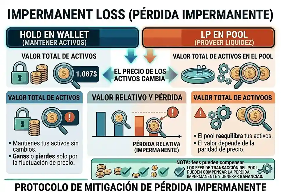 Impermanent loss mantener tokens vs aportar a un pool AMM