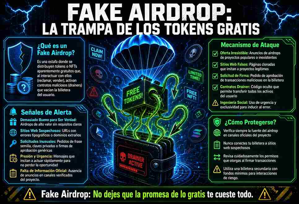 infograf&iacute;a sobre los airdrops falsos