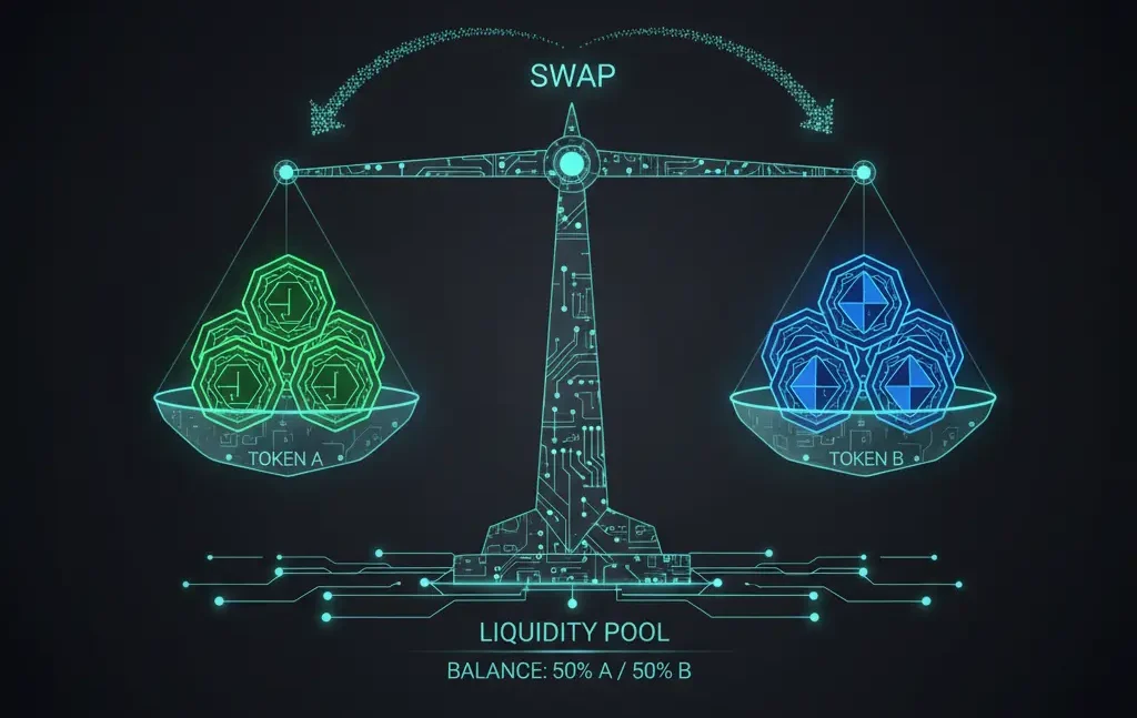 Concepto balanced pool liquidez