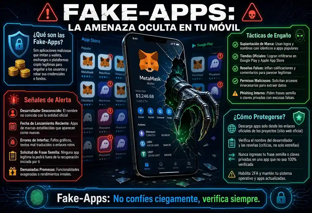 infograf&iacute;a sobre aplicaciones falsas