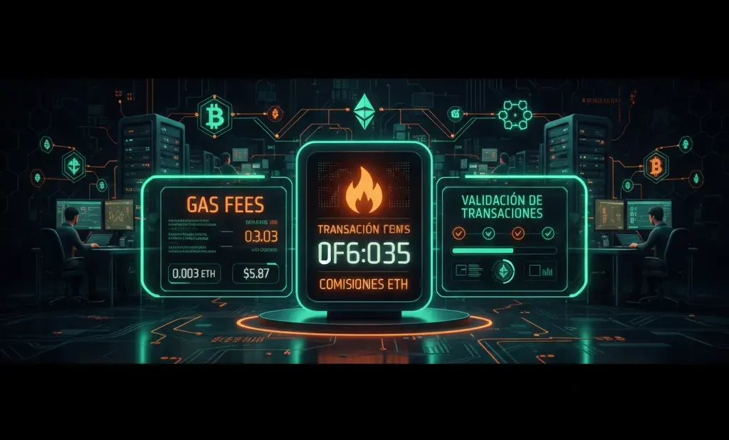 Concepto gas fees blockchain