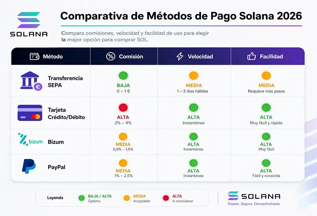 comparativa metodos de pago para comprar solana