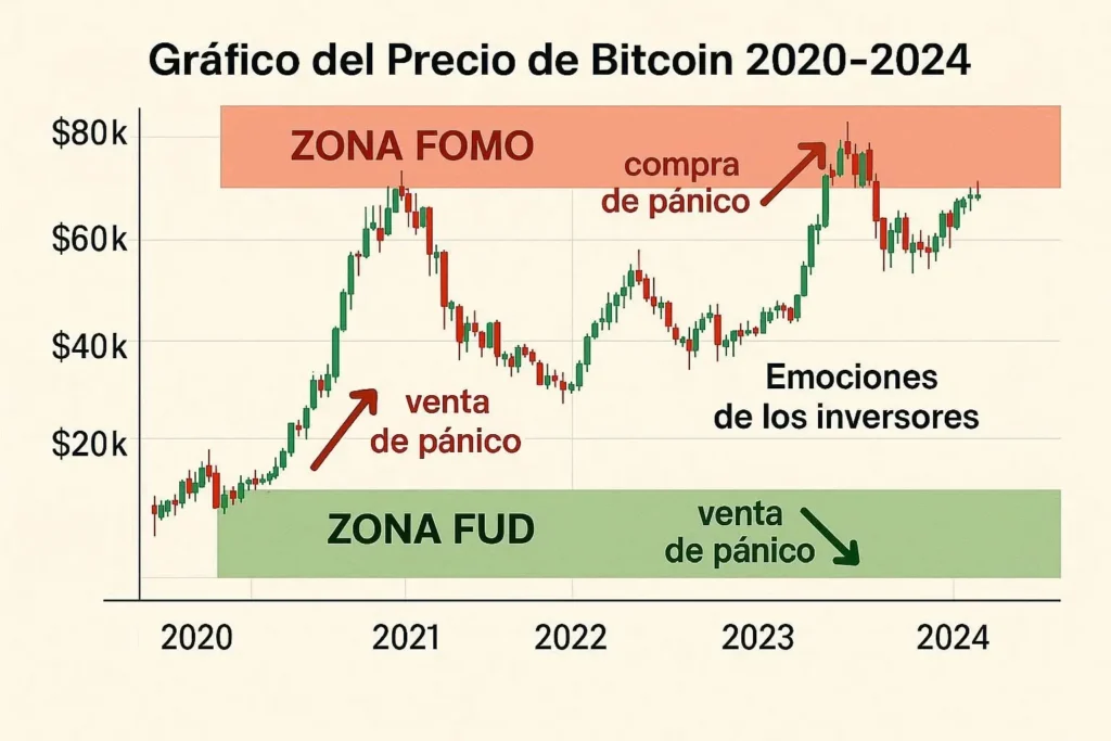 Psicología Trading Criptomonedas 2 Gráfico precio Bitcoin 2020-2024
