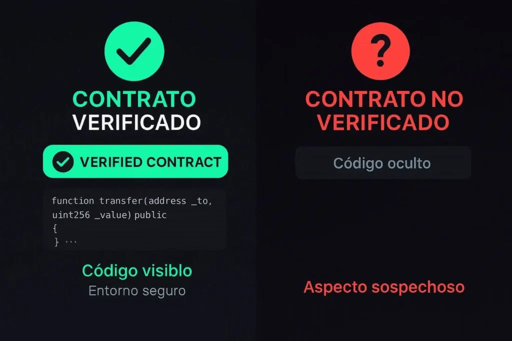 Cómo Usar Etherscan: 7 Captura contrato verificado vs no verificado