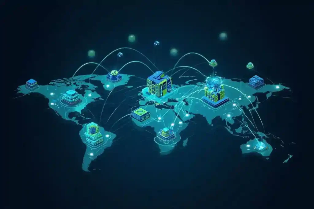 concepto Network Múltiples nodos blockchain