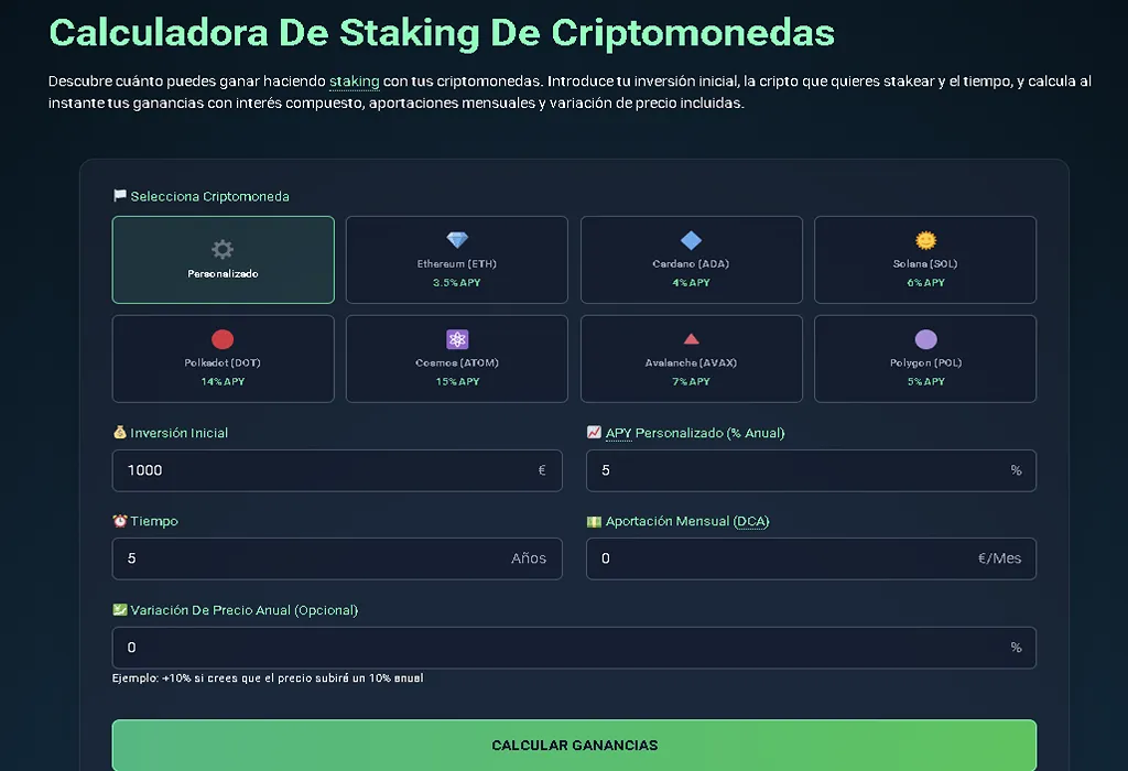 calculadora de staking - lacryptoguia