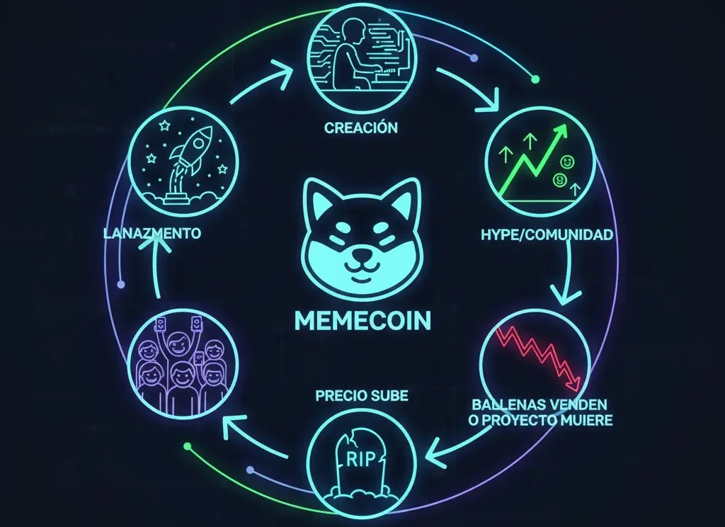 ciclo de vida de una memecoin.