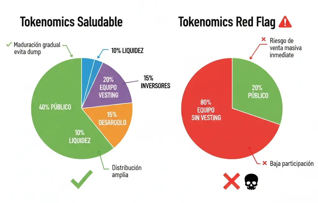 Cómo Auditar Token cripto 5 Infografía tokenomics buena vs mala