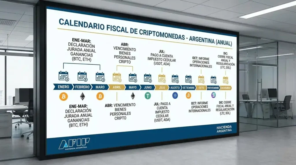 Calendario fiscal anual de criptomonedas en Argentina
