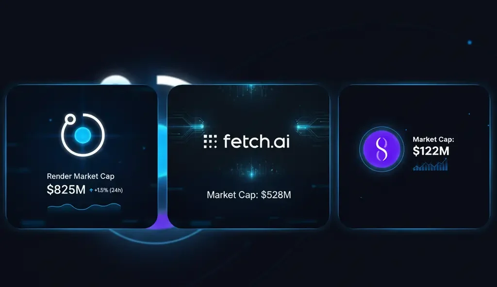 Logos de Render, Fetch.ai y SingularityNET