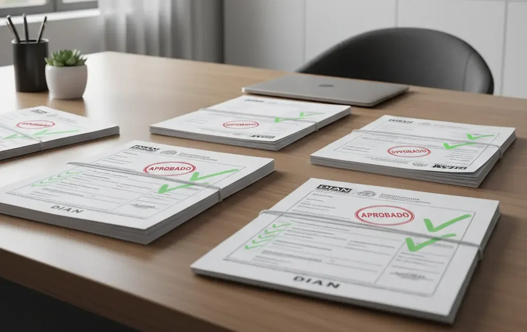 Documentaci&oacute;n DIAN con sellos de aprobado