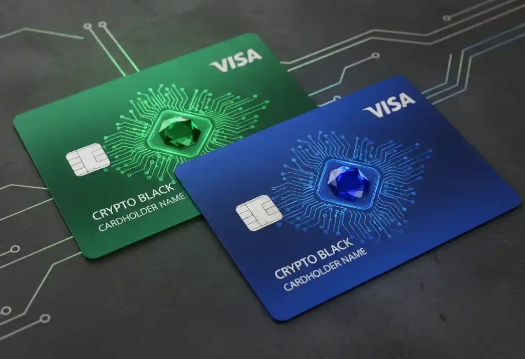 Jade green and royal indigo metal credit cards