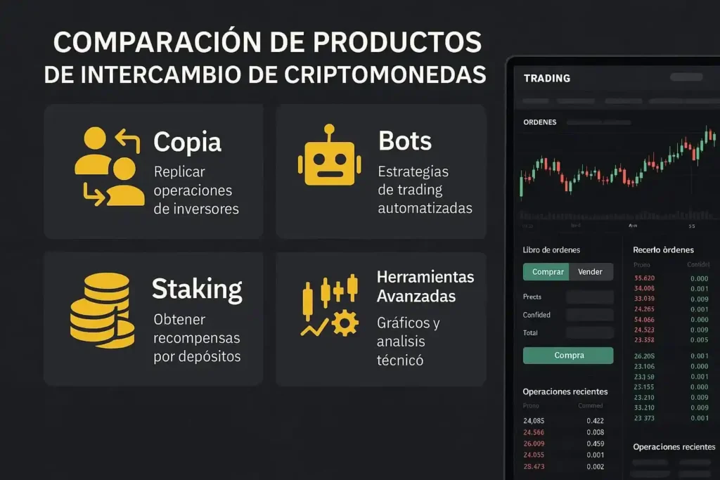 Comparaci&oacute;n gen&eacute;rica de productos de intercambio de criptomonedas
