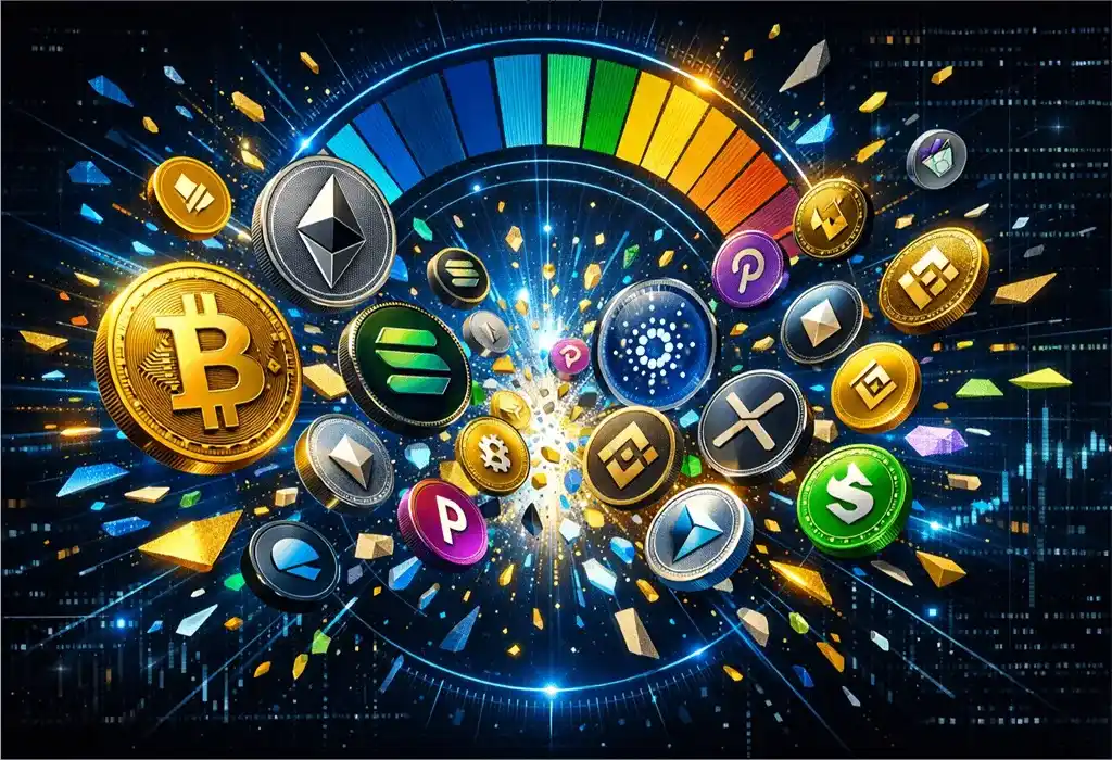 imagen concpetual de variedad de criptomonedas en enchanges