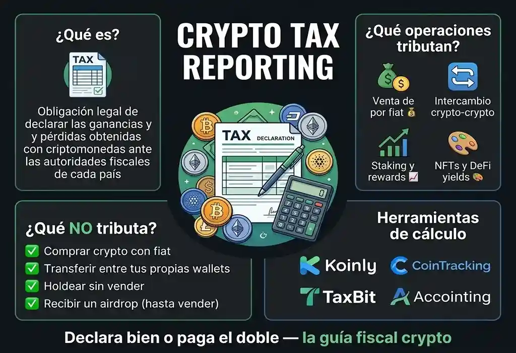 infograf&iacute;a conceptual de Crypto Tax Reporting