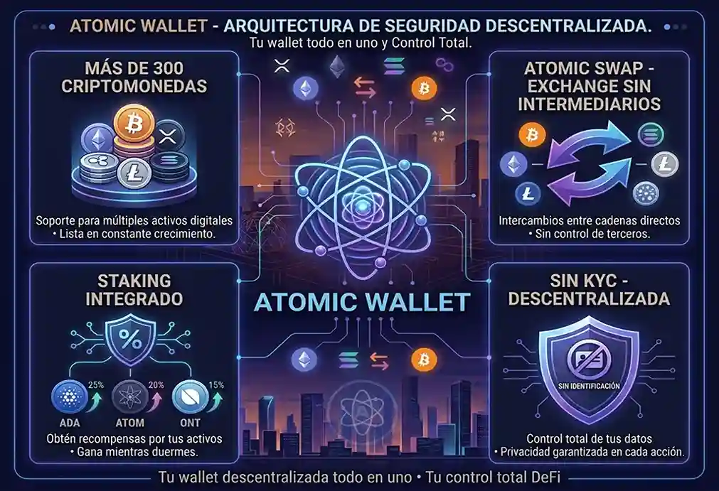 infograf&iacute;a conceptual de atomic wallet