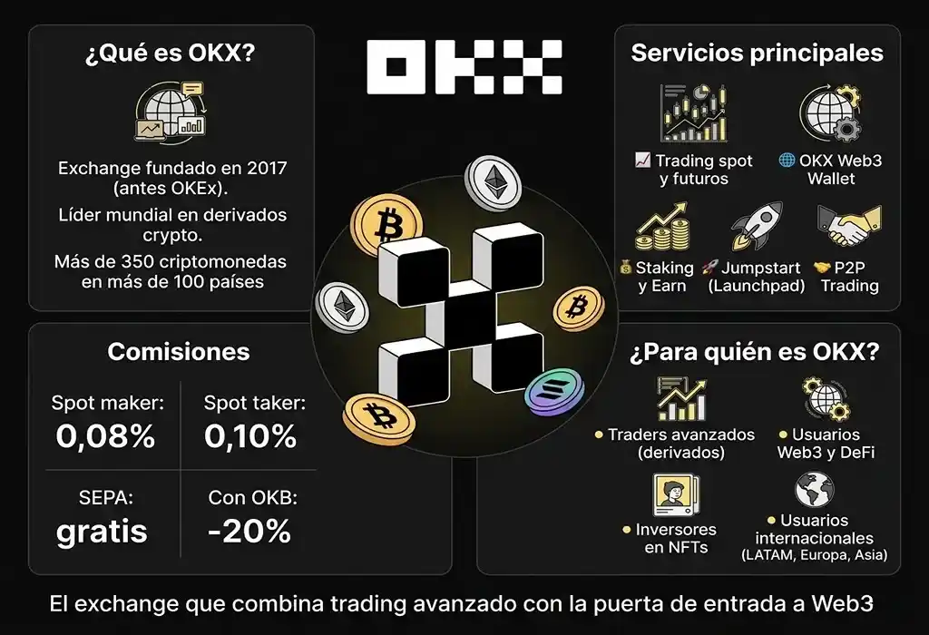 infografía conceptual del exchange OKX