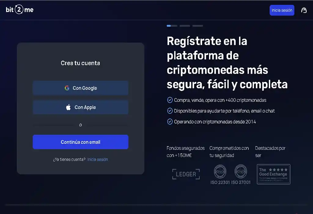 Registro en Bit2Me 2026