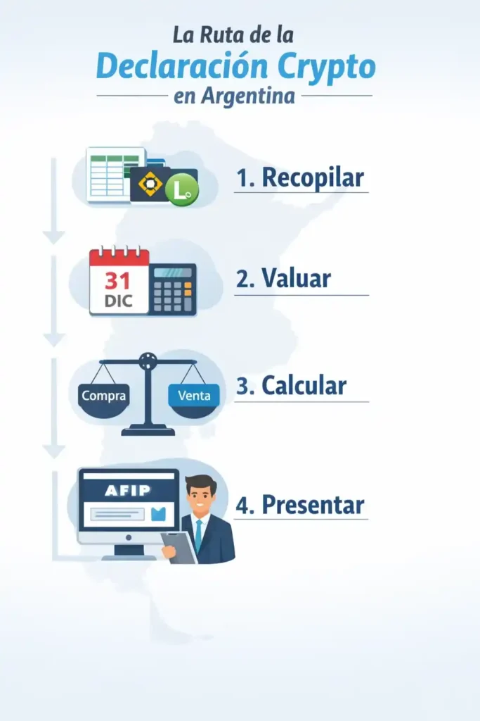 La Ruta de la Declaraci&oacute;n Crypto en Argentina: Recopilar, Valuar, Calcular, Presentar