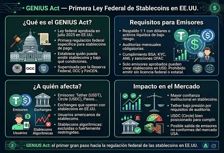 infograf&iacute;a conceptual de el t&eacute;rmino GENIUS Act