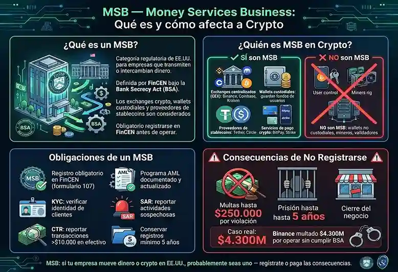 infograf&iacute;a conceptual del t&eacute;rmino MSB (Money Services Business)