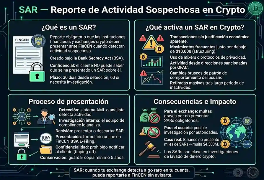 infograf&iacute;a conceptual de el t&eacute;rmino SAR (Suspicious Activity Report)