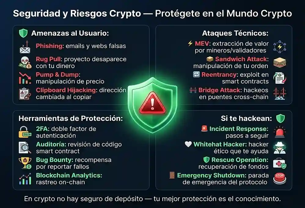 infografía de seguridad y riesgos crypto