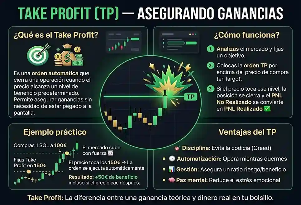 infograf&iacute;a conceptual de Take Profit