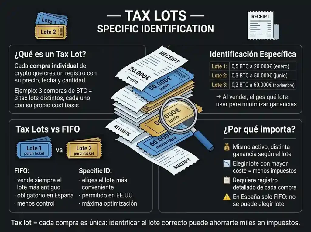 infograf&iacute;a conceptual del t&eacute;rmino Tax Lots (Specific Identification)