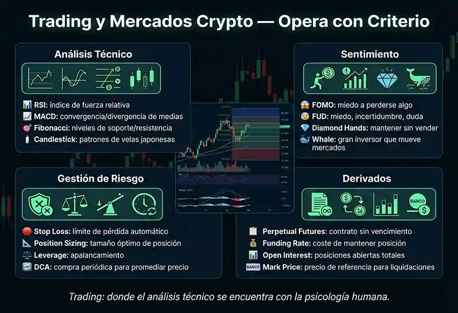 infografía conceptual de el directorio de término trading-y-mercados-crypto