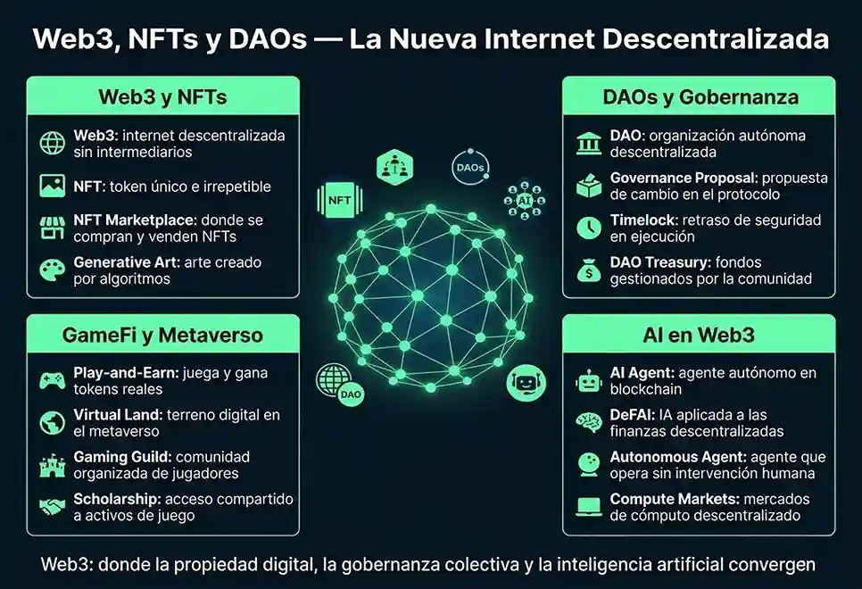 infografía de el directorio de términos Web3-NFTs-DAOs