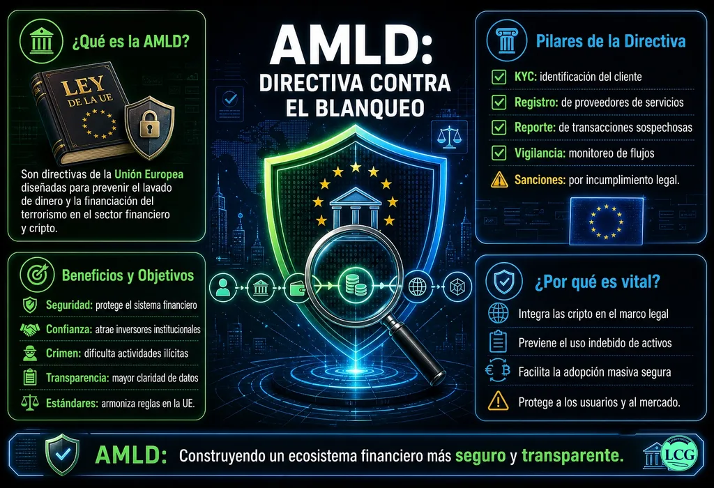 Infograf&iacute;a explicativa sobre Amld en blockchain y crypto