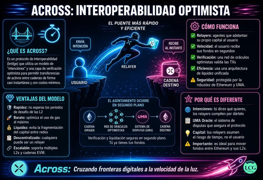 Infograf&iacute;a explicativa sobre Across Protocol en blockchain y crypto