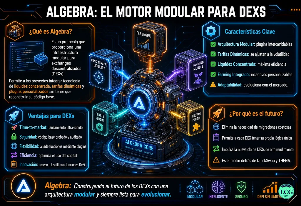 Infograf&iacute;a explicativa sobre Algebra Finance en blockchain y crypto