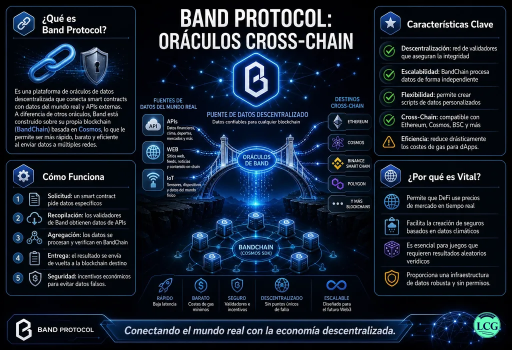 Infograf&iacute;a explicativa sobre Band Protocol en blockchain y crypto