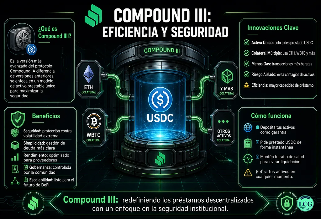 Infograf&iacute;a explicativa sobre Compound Iii en blockchain y crypto