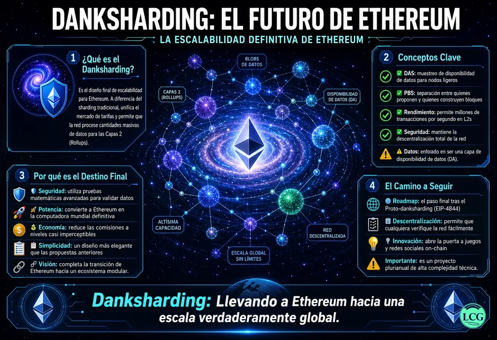 Infograf&iacute;a explicativa sobre Danksharding en blockchain y crypto