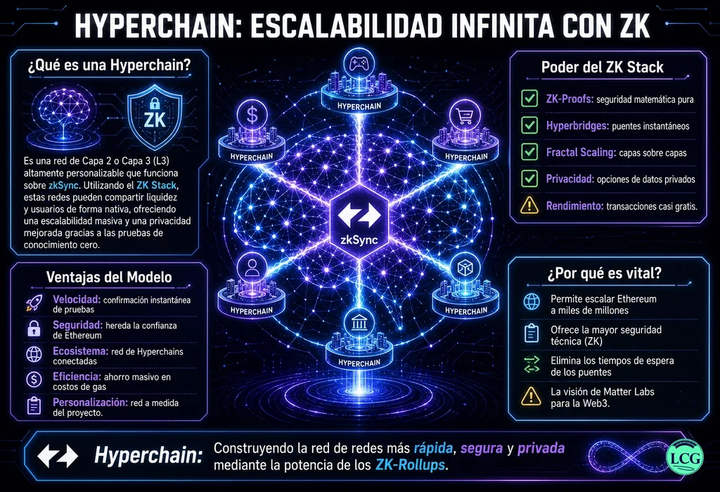 Infograf&iacute;a explicativa sobre Hyperchain en blockchain y crypto