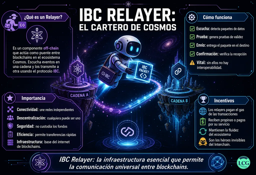 Infograf&iacute;a explicativa sobre Ibc Relayer en blockchain y crypto