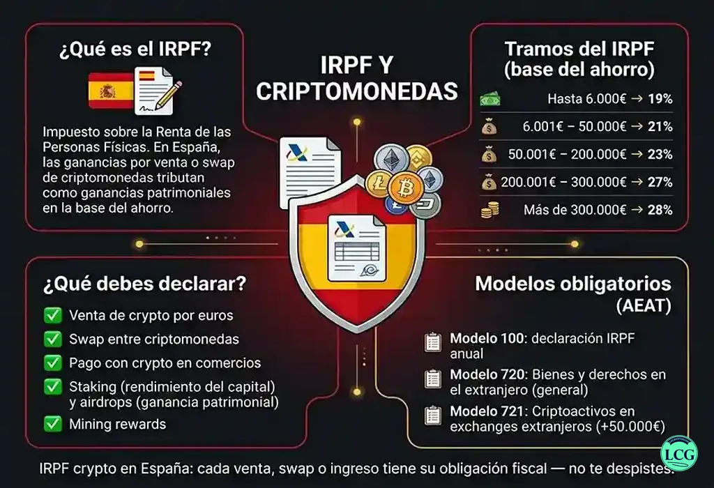 Infograf&iacute;a explicativa sobre Irpf en blockchain y crypto