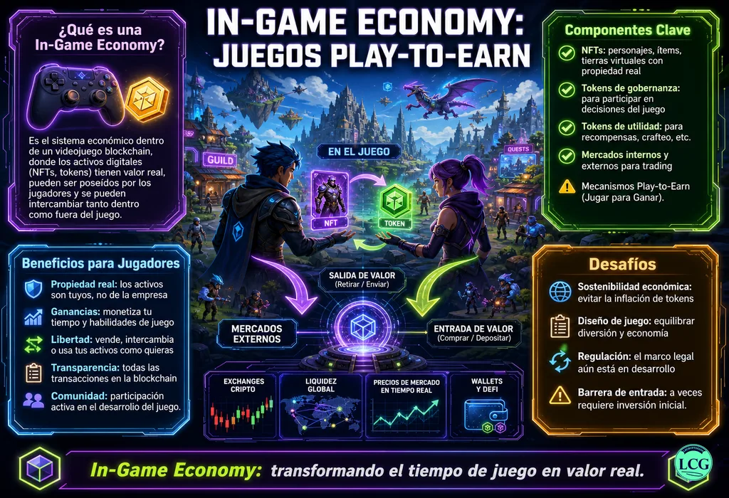 Infograf&iacute;a explicativa sobre In Game Economy en blockchain y crypto