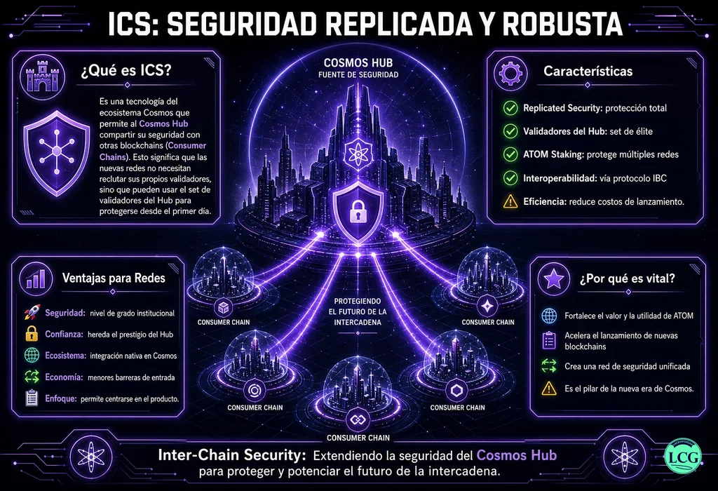 Infograf&iacute;a explicativa sobre Inter Chain Security (Ics) en blockchain y crypto