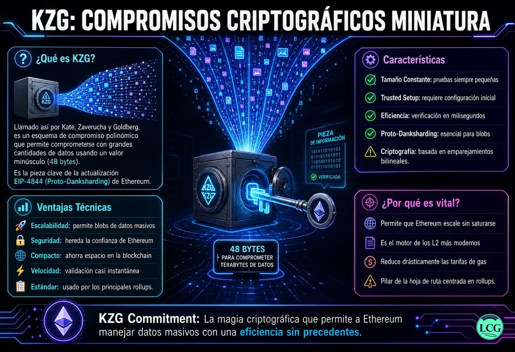 Infograf&iacute;a explicativa sobre Kzg Commitment en blockchain y crypto