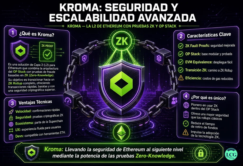 Infograf&iacute;a explicativa sobre Kroma en blockchain y crypto