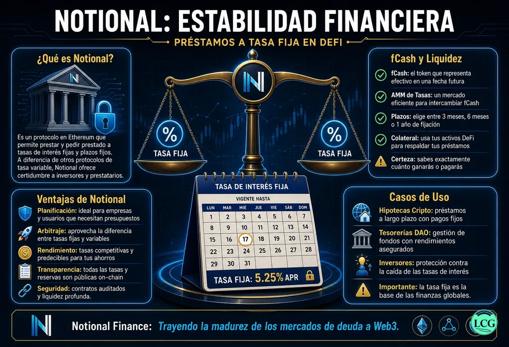 Infograf&iacute;a explicativa sobre Notional Finance en blockchain y crypto