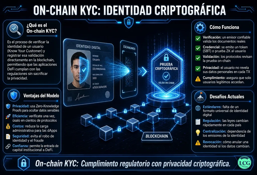 Infograf&iacute;a explicativa sobre On Chain Kyc en blockchain y crypto