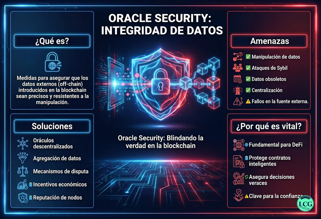 Infograf&iacute;a explicativa sobre Oracle Security en blockchain y crypto