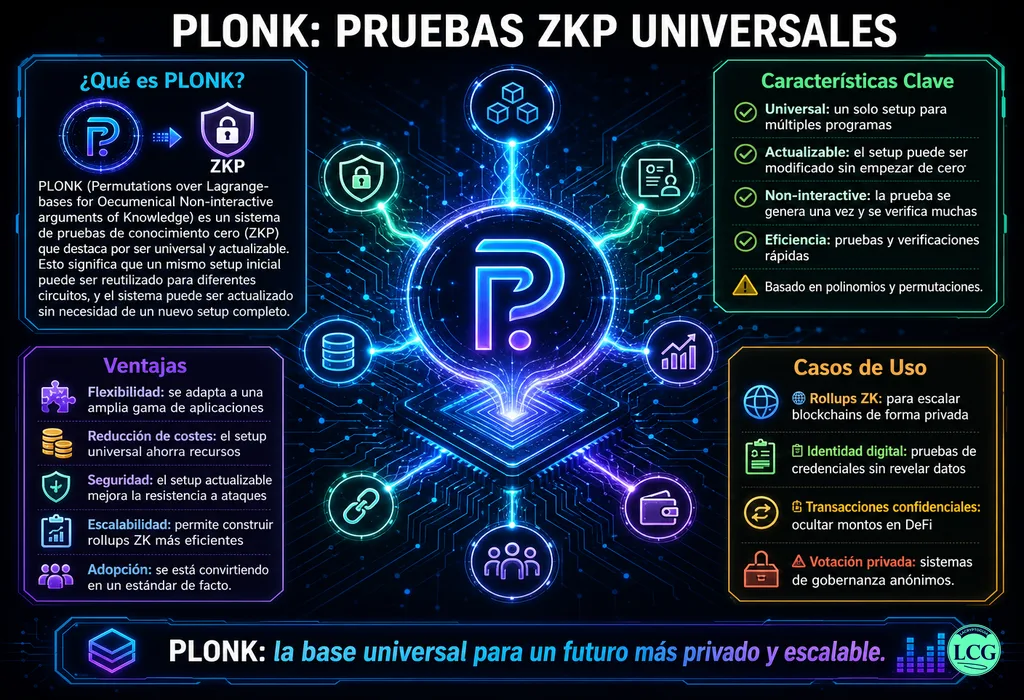 Infograf&iacute;a explicativa sobre Plonk en blockchain y crypto