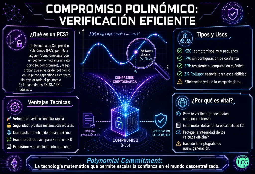 Infograf&iacute;a explicativa sobre Polynomial Commitment en blockchain y crypto