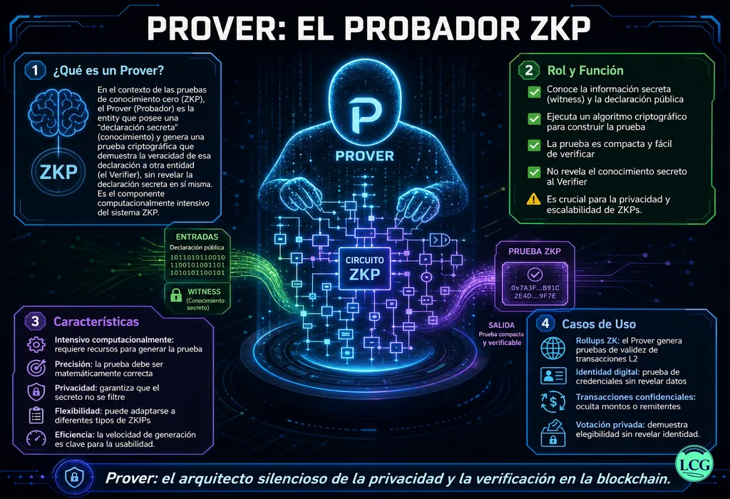 Infograf&iacute;a explicativa sobre Prover en blockchain y crypto